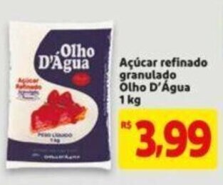Extra Supermercado Acucar refinado granulado Olho D'Agua 1kg oferta