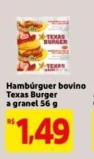 Extra Supermercado Hamburguer Bovino Texas Burger a granel 56g oferta