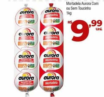 Brasão Supermercados Mortadela aurora com ou sem toucinho oferta