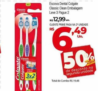 Brasão Supermercados Escova dental colgate classic clean embalagem 50% de desconto na segunda unidade oferta