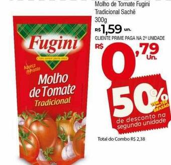 Brasão Supermercados Molho de tomate fugini tradicional sachê 50% de desconto na segunda unidade oferta