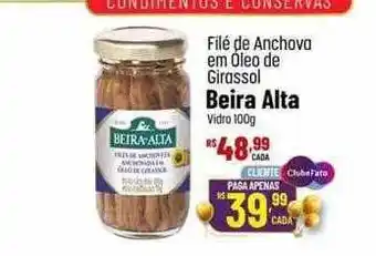 Filé de anchova em óleo de girassol beira alta vidro