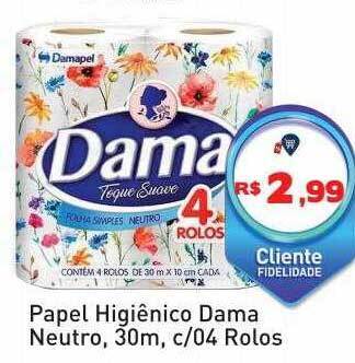 Tonin Superatacado Papel higiênico dama neutro 30m c 04 rolos oferta