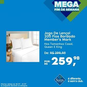 Sam's Club Jogo de Lencol 200 Fios Bordado Member's Mark oferta