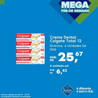 Sam's Club Creme Dental Colgate Total 12 90g oferta