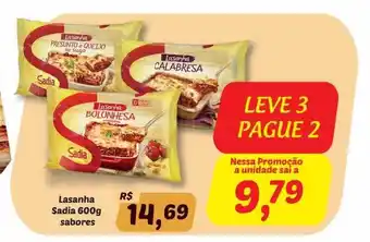 Semar Supermercado Lasanha sadia leve 3 pague 2 oferta