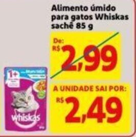 Extra Supermercado Alimento Umido para Gatos Whiskas sache 85g oferta