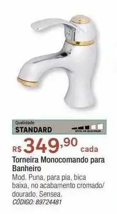 Leroy Merlin Torneira monocomando para banheiro mod. puna para pia bica sensea oferta