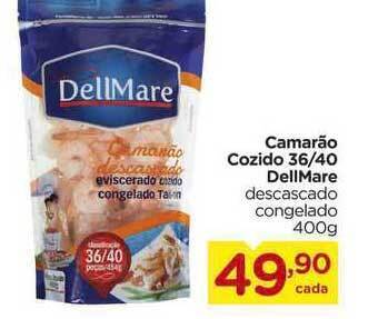 Camarão Cozido 36 40 Dellmare 400g