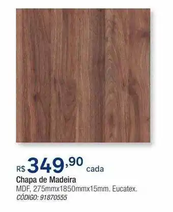 Leroy Merlin Chapa de madeira mdf eucatex oferta