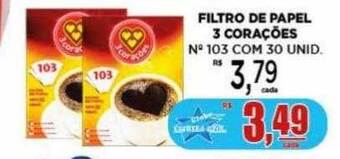 Supermercado Estrela Azul Filtro de papel 3 corações oferta