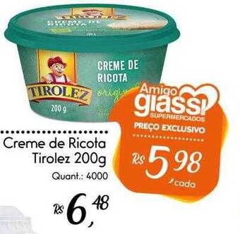 Giassi Supermercados Creme de ricota tirolez oferta