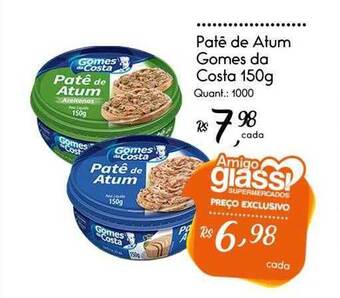 Giassi Supermercados Patê de atum gomes da costa oferta