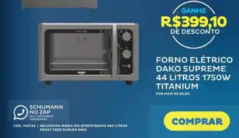 Forno Elétrico Dako Supreme 44 Litros 1750w Titanium