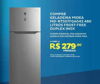 Schumann Geladeira Midea Md Rt507fga042 480 Litros Frost Free Duplex Inox oferta