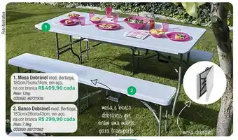 Mesa dobrável, banco dobrável