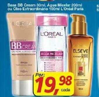 Supermercados Guanabara Base BB Cream 30ml, Agua Micelar 200ml ou Oleo Extraordinario 100ml L'Oreal Paris oferta