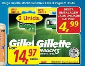Carga Gillette Mach3 Sensitive Leve 3 Pague 2 Unids.
