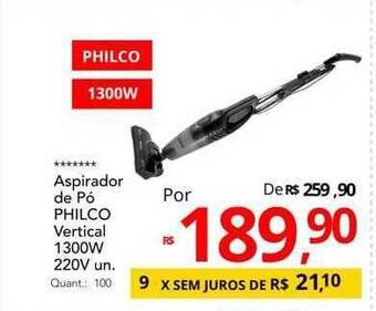 Aspirador de pó philco vertical 1300w 220v