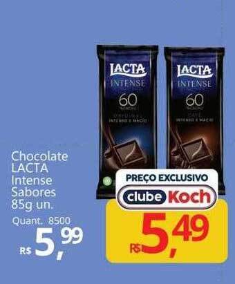 Supermercados Koch Chocolate lacta intense sabores oferta