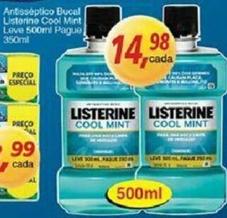 Supermercados Guanabara Antisseptico Bucal Listerine Cool Mint Leve 500ml Pague 350ml oferta