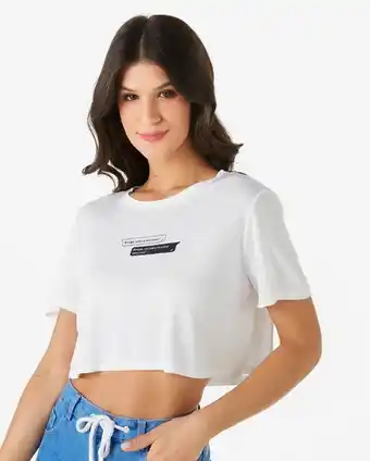 Camiseta cropped feminina manga curta mensagem branco pool by riachuelo