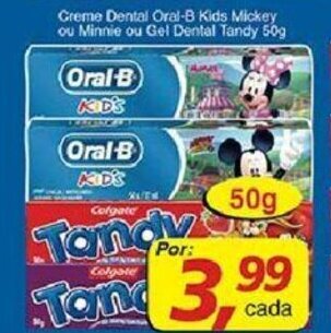 Supermercados Guanabara Creme Dental Oral B Kids Mickey ou Minnie ou Gel Dental Tandy 50g oferta