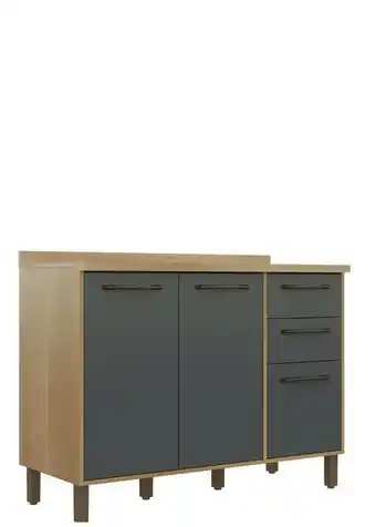 Zema Balcão de cozinha valdemoveis 3 portas e 2 gavetas 1,20cm austria - cinamomo/grafite oferta
