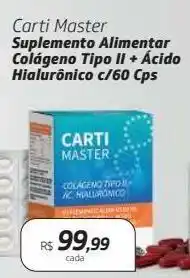 Drogal Carti master suplemento alimentar colágeno tipo ii + ácido hialurônico c/60 cps oferta