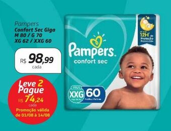 Drogal Pampers confort sec giga m 80 / g 70 xg 62 / xxg 60 oferta