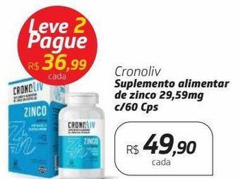 Drogal Cronoliv suplemento alimentar de zinco 29,59mg c/60 cps oferta