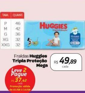 Drogal Fraldas huggies tripla proteçâo mega oferta
