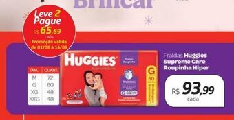 Drogal Fraldas huggies supreme care roupinha hiper oferta