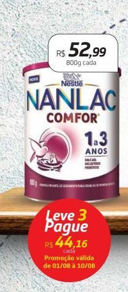 Drogal Nestlé nanlac comfor 1 a 3 anos 800g oferta