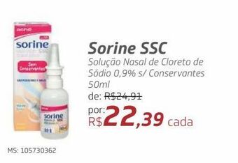 Drogal Sorine ssc solução nasal de cloreto de sódio 0,9% s/ conservantes 50ml oferta