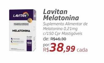 Drogal Lavitan melatonina suplemento alimentar de melatonina 0,21mg c/150 cpr mastigáveis oferta