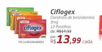 Ciflogex cloridrato de benzidamina 3mg 12 pastilhas