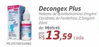 Drogal Decongex plus maleato de bronfeniramina 2mg/ml cloridrato de fenilefrina 2,5mg/ml 20ml oferta