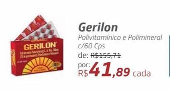 Drogal Gerilon polivitamínico e polimineral c/60 cps oferta