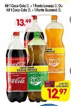 Cercadão Kit 1 Coca Cola 2L + 1 Fanta Laranja 2L ou Kit 1 Coca Cola 2L + 1 Fanta Guarana 2L oferta