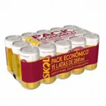Cerveja lata skol 269ml ambev pack com 15 unidades