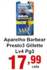 Rossi Supermercado Aparelho Barbear Presto3 Gillette Lv4 Pg3 oferta