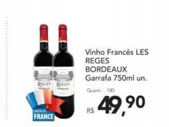Supermercados Koch Vinho Francês Les Reges Bordeaux 750ml oferta