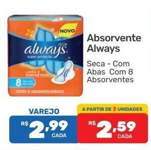 Supermercados Condor Absorvente Always oferta