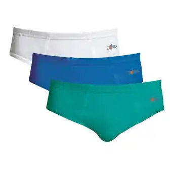 Farmácias Pague Menos Kit com 03 cuecas slip zorba infantil 993 p branco/royal/acqua oferta