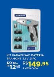 DB Supermercados Kit parafusadeira bateria tramontina 3,6v 21pc oferta