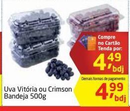 Tenda Atacado Uva vitória ou crimson bandeja 500g oferta