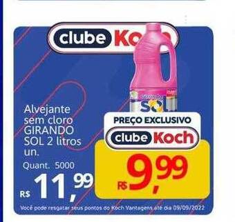 Alvejante sem cloro girando sol