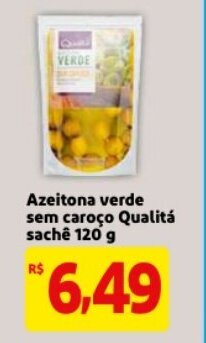 Mercado Extra Azeitona verde sem Caroco Qualita sache 120g oferta