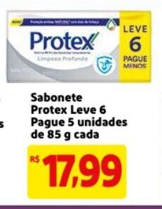Mercado Extra Sabonete protex leve 6 pague 5 unidades de 85g cada oferta